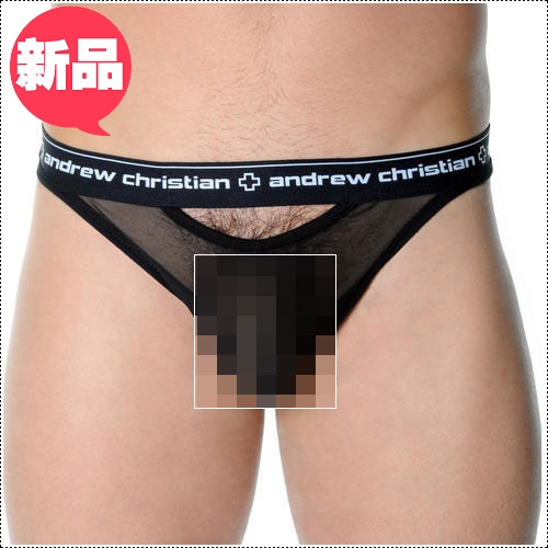 美国原装进口 AndrewChristian,上开口透明丁字裤,1423,9215,男士内裤