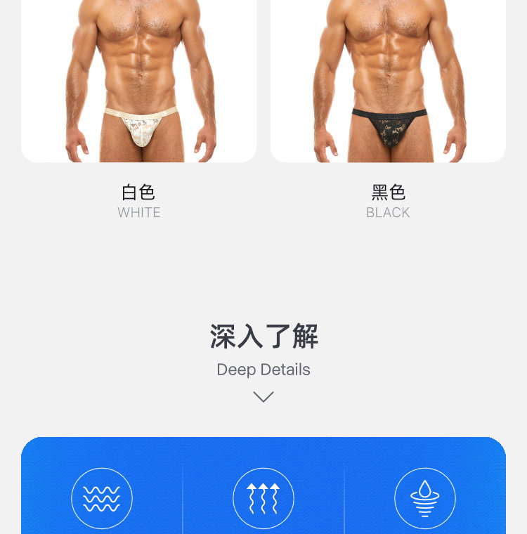 ModusVivendi,蕾丝透视高叉三角裤,13086,mv04112,男士内裤