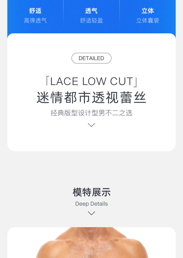 ModusVivendi,蕾丝透视高叉三角裤,13086,mv04112,男士内裤