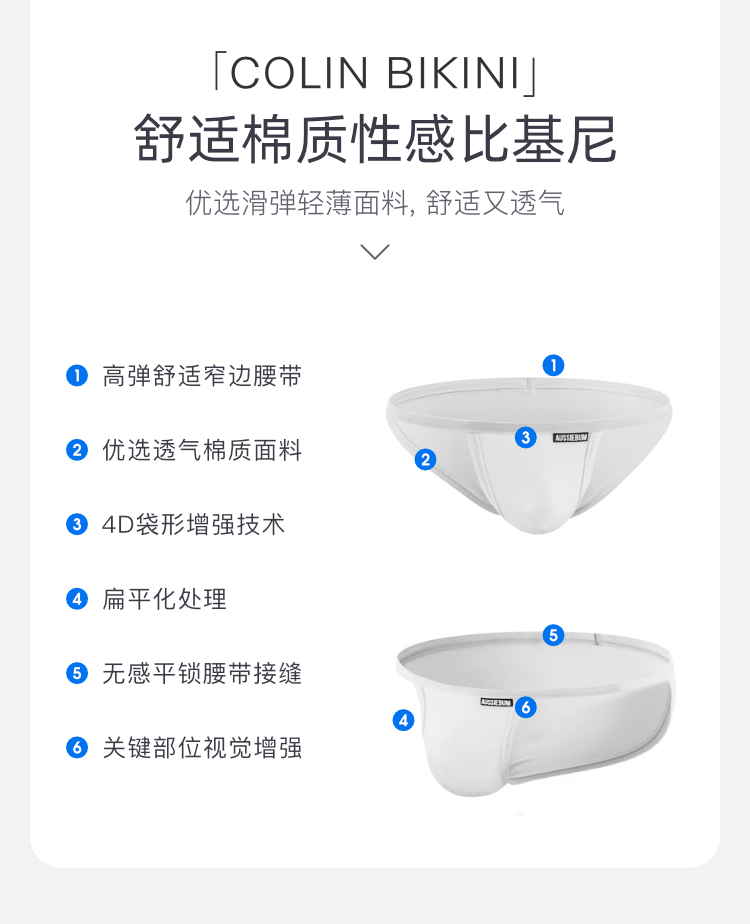 澳大利亚原装进口 AussieBum,性感高叉三角内裤,13115,COLIN高叉,男士内裤