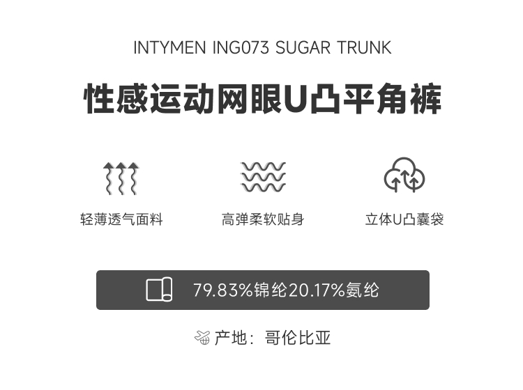 美国 IntyMen,性感网眼平角内裤,14182,ING073,男士内裤
