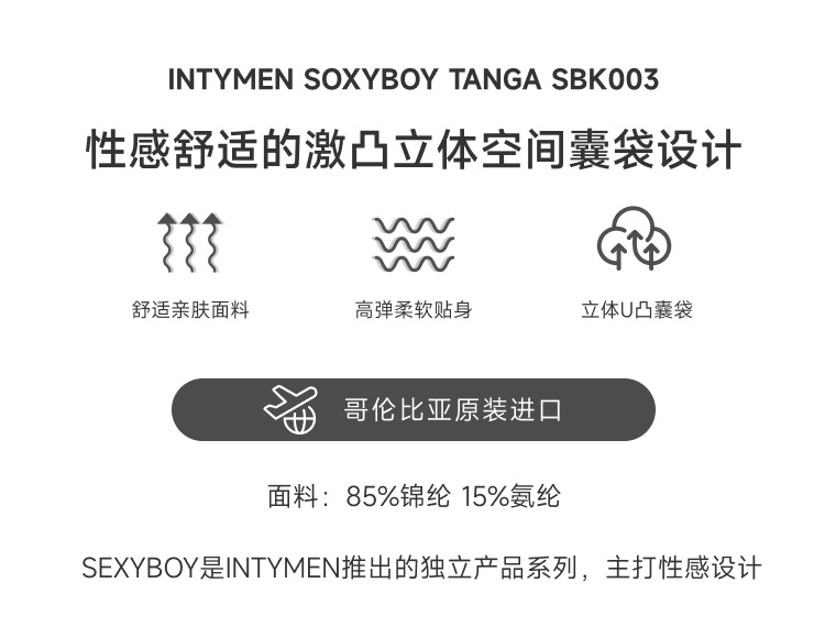 美国 IntyMen,性感激凸丁字裤,14903,SBK003,男士内裤