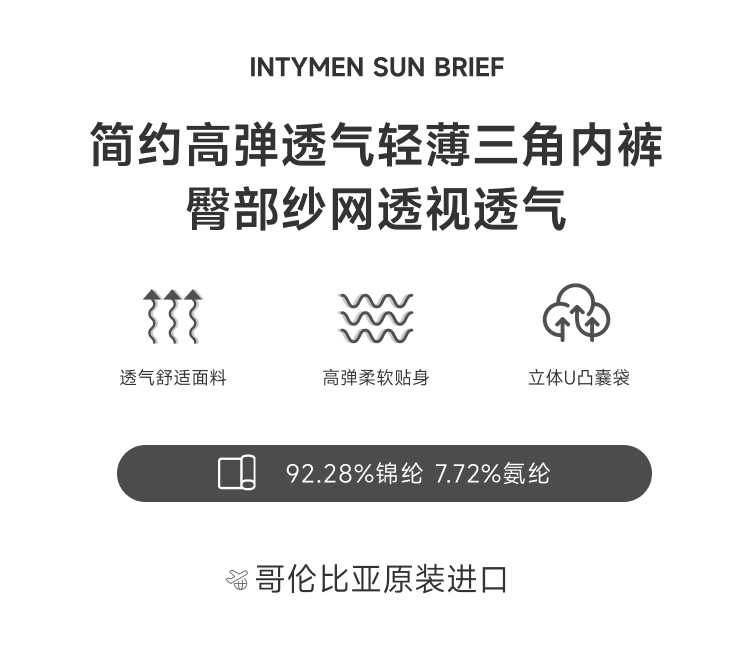 美国 IntyMen,超薄纱网拼接三角内裤,15263,INJ086,男士内裤