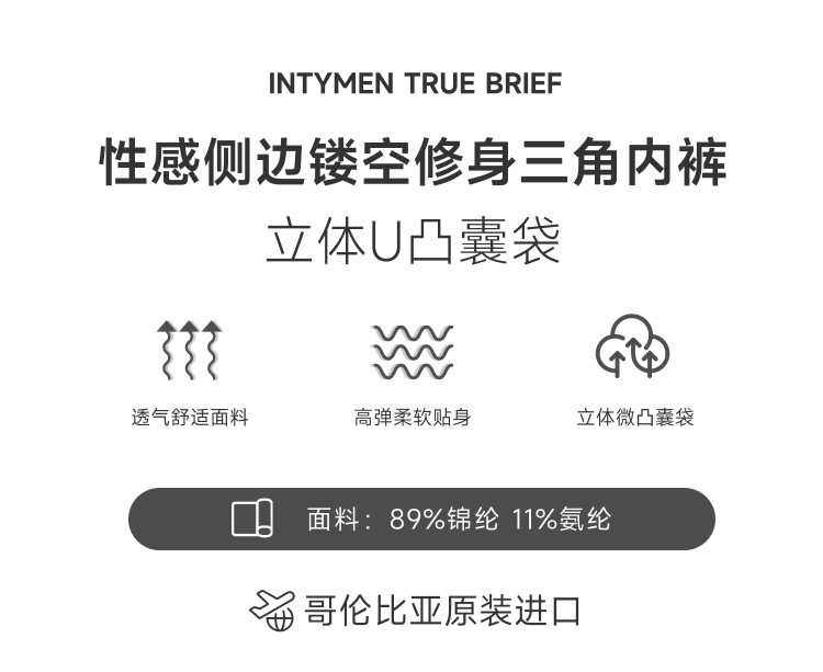 美国 IntyMen,性感镂空三角内裤,16021,INJ095,男士内裤
