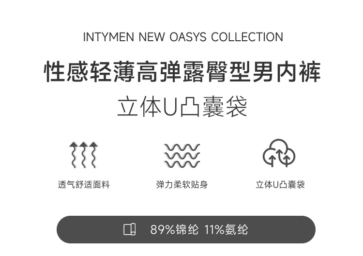美国 IntyMen,性感露臀双丁内裤,16383,INE037,男士内裤
