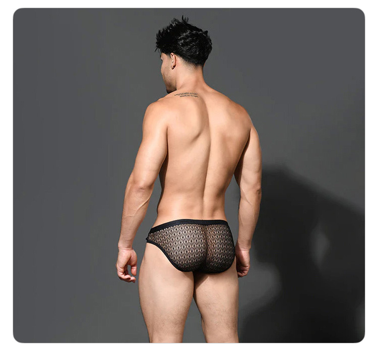美国原装进口 AndrewChristian,蕾丝透视三角内裤,16657,93392,男士内裤