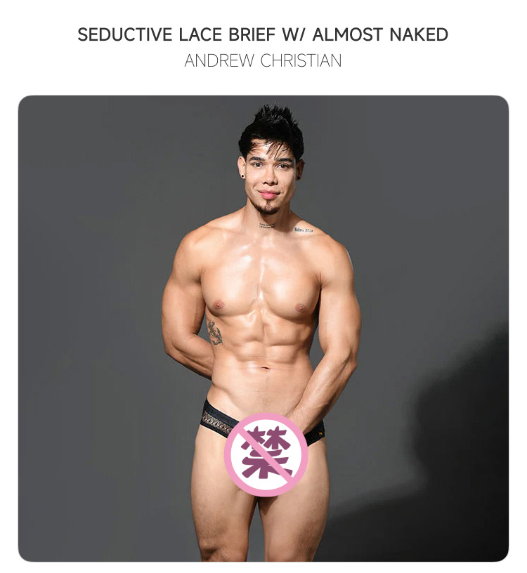 美国原装进口 AndrewChristian,蕾丝透视三角内裤,16657,93392,男士内裤