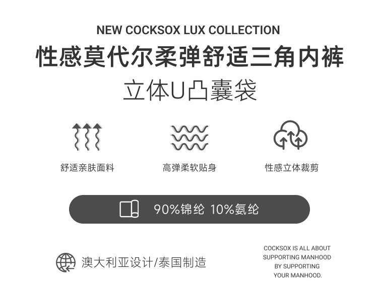 COCKSOX,性感条纹平角内裤,16963,CX68-04,男士内裤