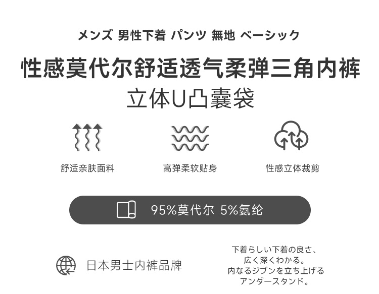 UNDERSTAND,莫代尔男士三角内裤,16988,U6413-1,男士内裤