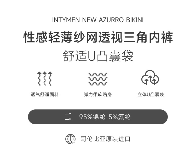 美国 IntyMen,纱网高叉三角内裤,13178,INI031,男士内裤